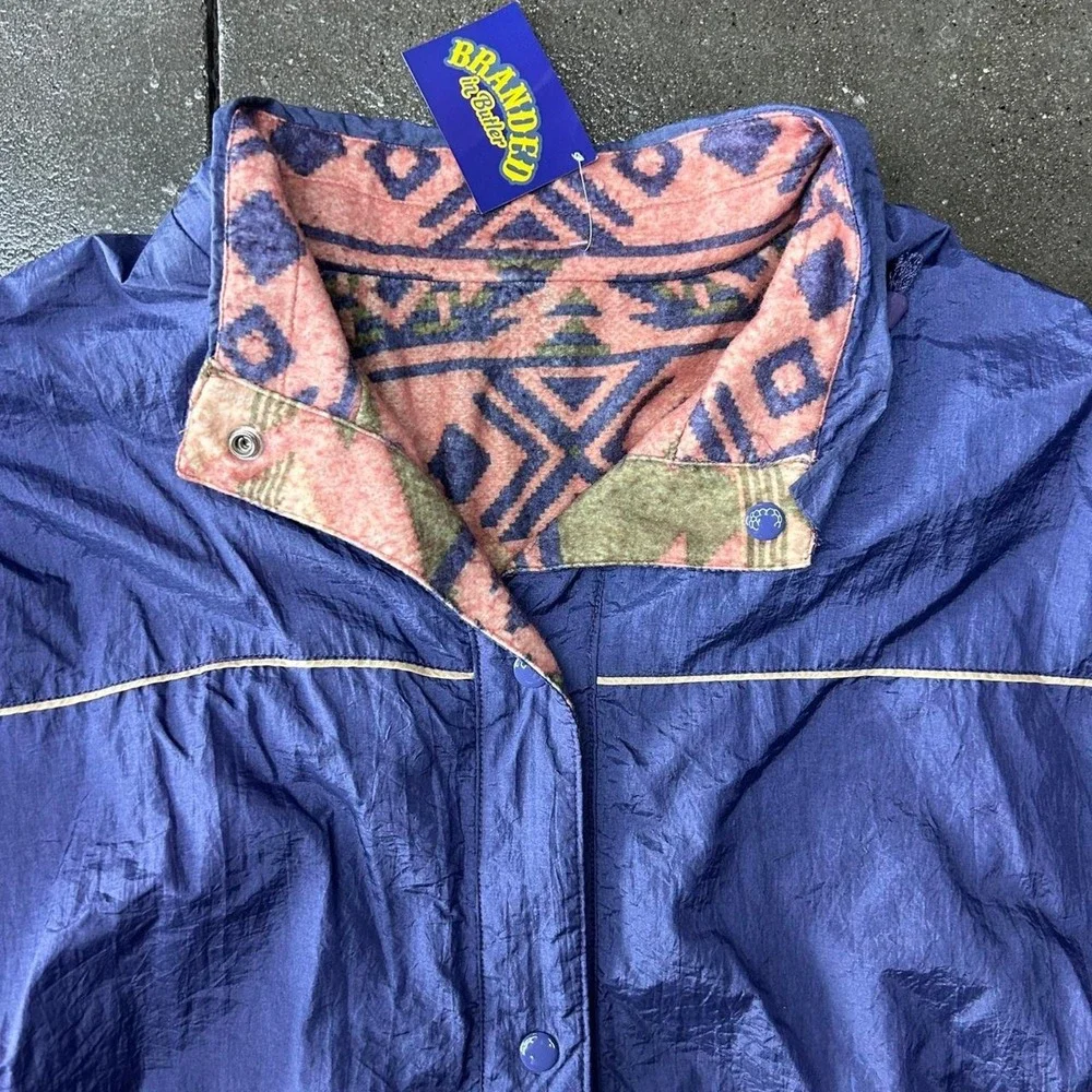 Vintage Aztec Fleece Lined Size‎ XL Rain Jacket Windbreaker